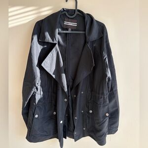 Black Lightweight Drawstring Waist Jacket